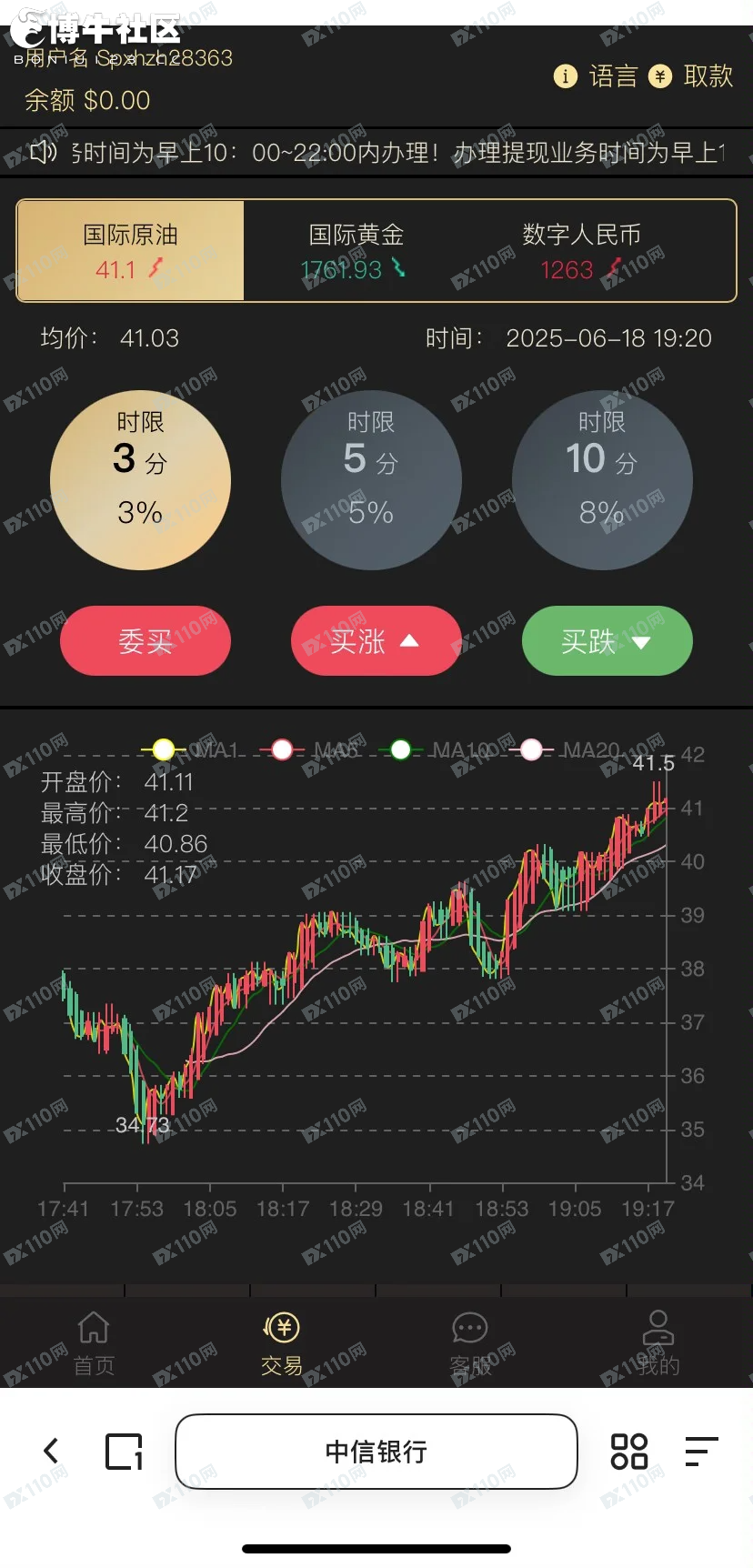 投资假平台中信银行