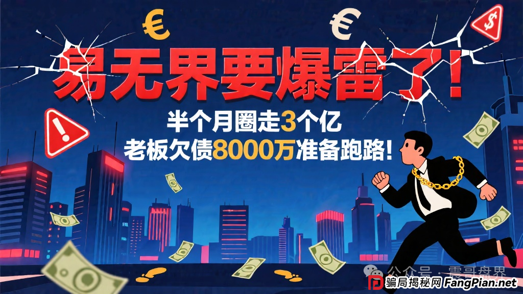 易无界要爆雷了!半个月圈走3个亿,老板欠债8000万准备跑路! 易无界要爆雷了!半个月圈走3个亿,老板欠债8000万准备跑路!
