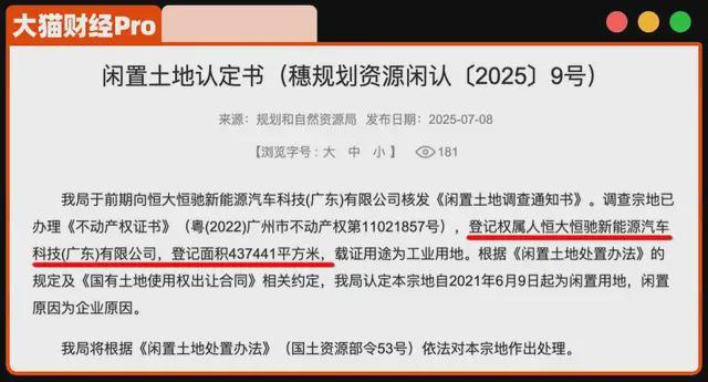 44万㎡土地被回收!恒大汽车谁会接盘? 44万㎡土地被回收!恒大汽车谁会接盘?