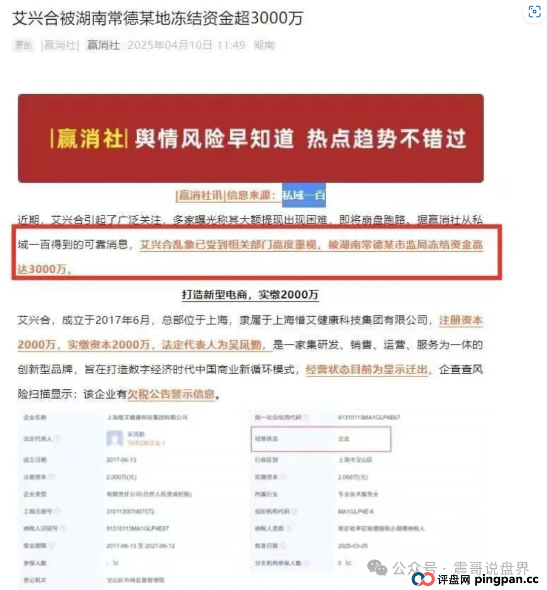 【艾兴合】已经被警方定性为资金盘骗局，已经介入调查，即将崩盘