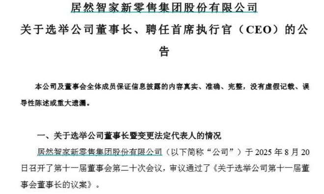 居然智家新任“掌舵人”定了，53岁王宁当选董事长并兼任CEO