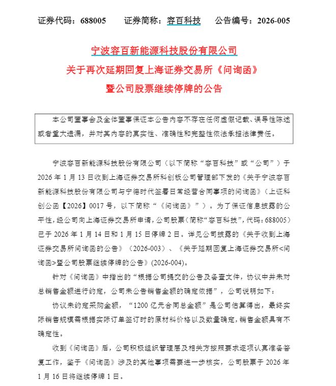签下千亿锂电大单？容百科技，被证监会立案调查！