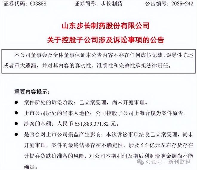 步长制药的转型阵痛：左手6亿存货诉讼，右手3亿投资悬空