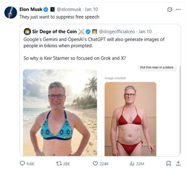 Grok“一键脱衣”遭加州调查，马斯克玩火或自焚