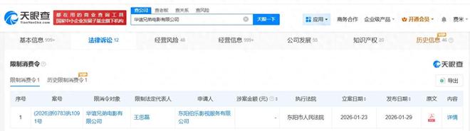 华谊兄弟王中磊因599万案款再次被限消 华谊兄弟王中磊因599万案款再次被限消