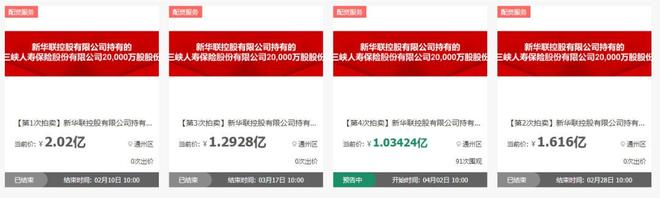 流拍三次后再降价！新华联四度拍卖三峡人寿2亿股，接近原始出资成本