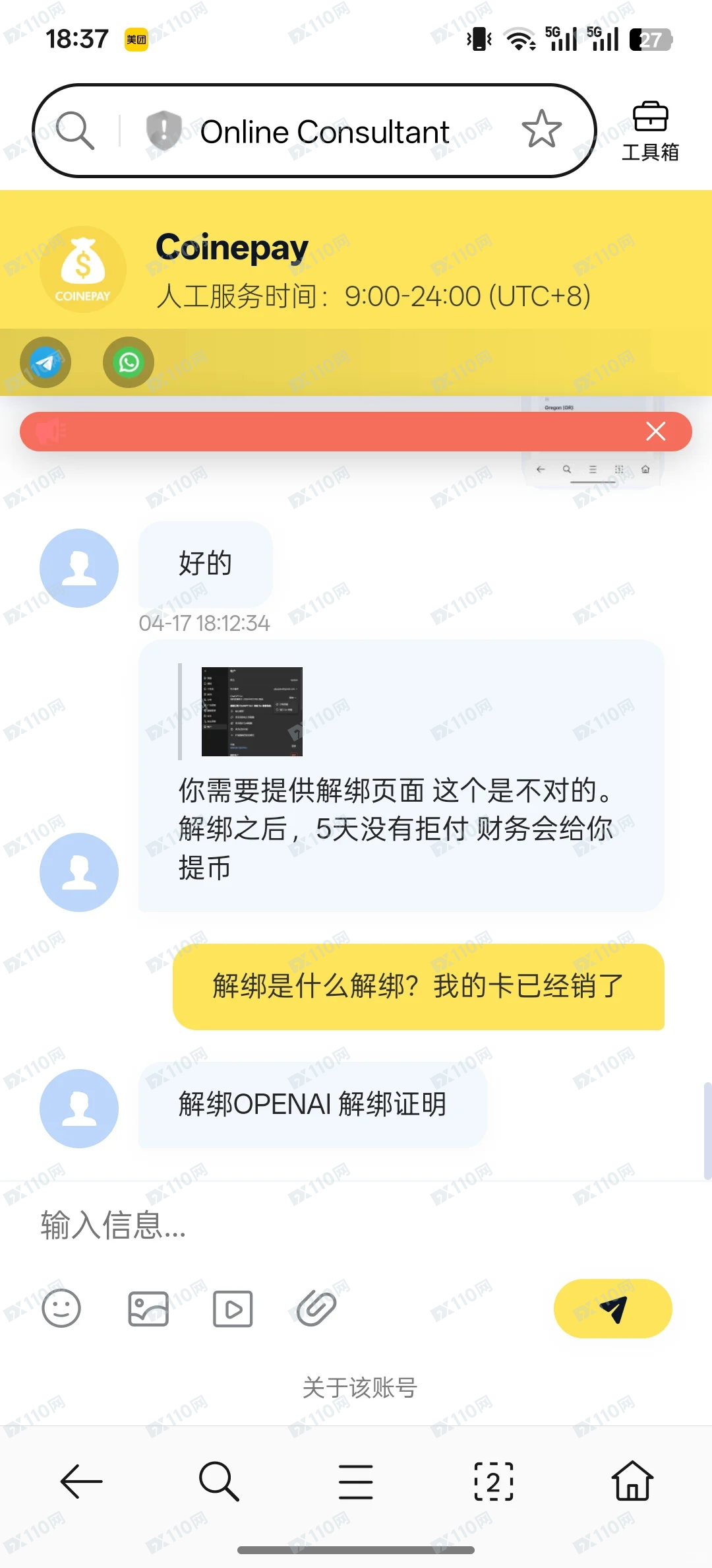 避雷! Coinepay虚拟卡平台拒付，提现被卡(6)