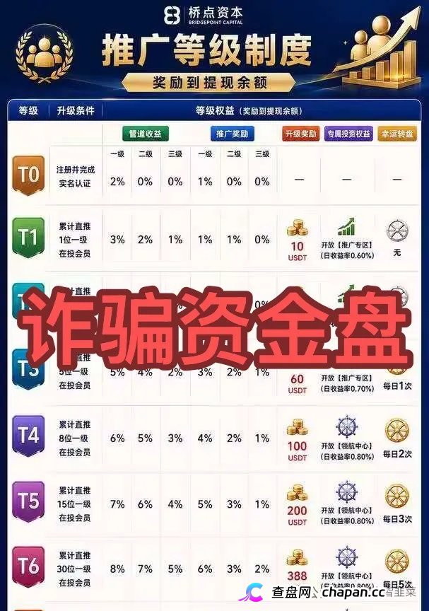 桥点资本：虚拟币投资是幌子，多重等级拉人头，资金盘崩盘在即